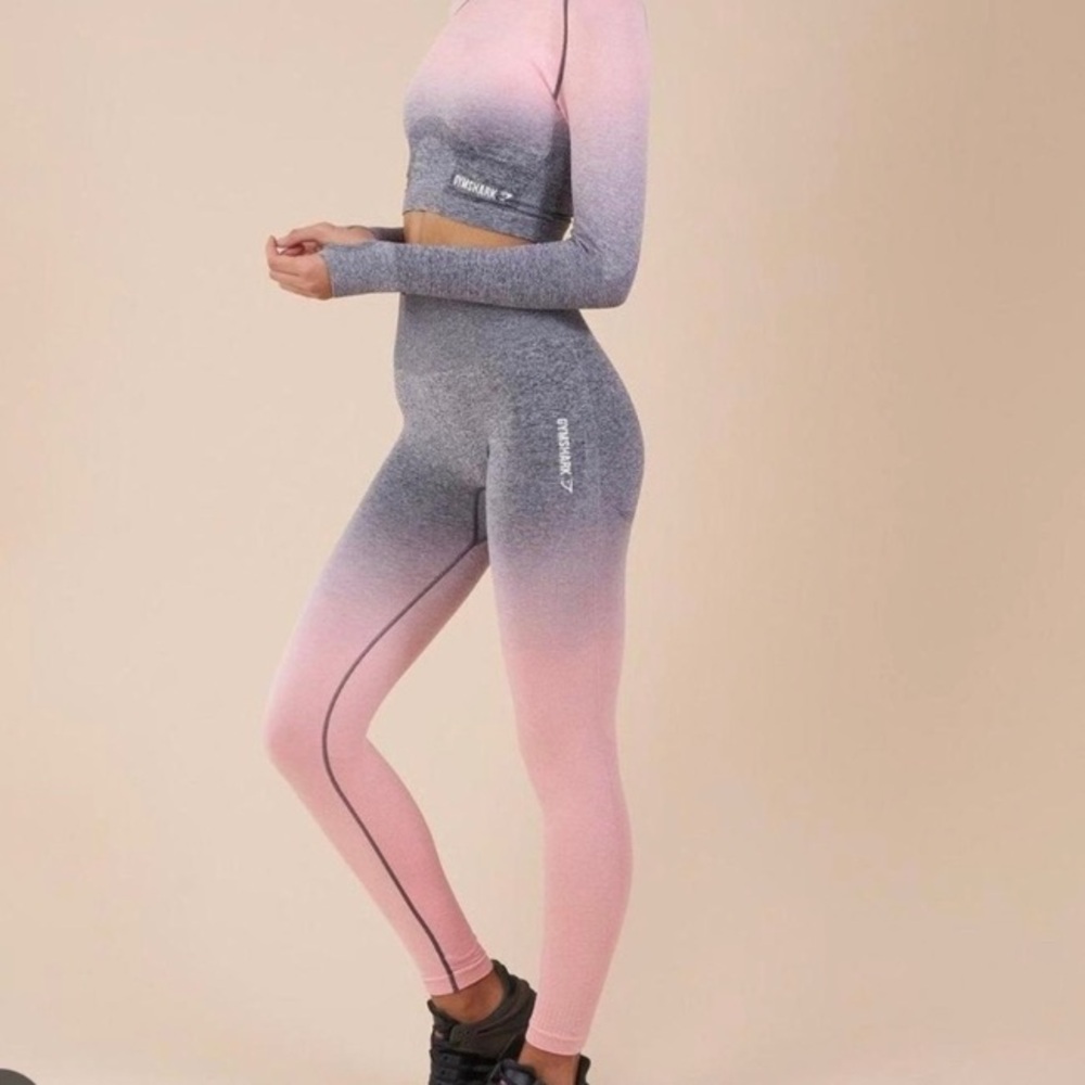 Gymshark Pink and Gray Ombre Set leggings gymshark top from amazon